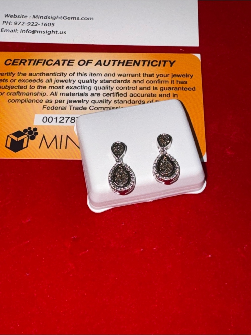 14k White Gold Vermeil REAL Diamond Dangling Earrings for Women – Gift For her - Picture 7 of 7